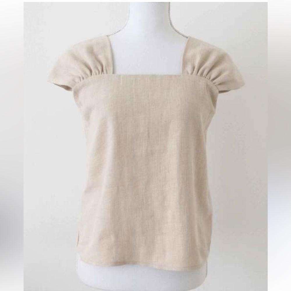 Women's Lafayette 148 New York Beige Linen Top Size 8